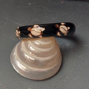 Black Enamel White turtle hinged casual beach fashion   bracelet aloha vibe